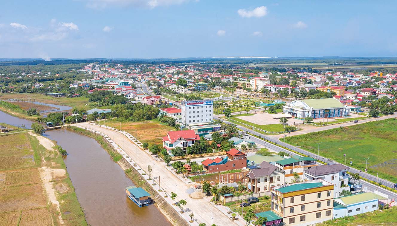 Theo định hướng đến năm 2025, Hồ Xá (huyện Vĩnh Linh) được định hướng xây dựng thành đô thị thông minh. Trong ảnh: Một góc thị trấn Hồ Xá